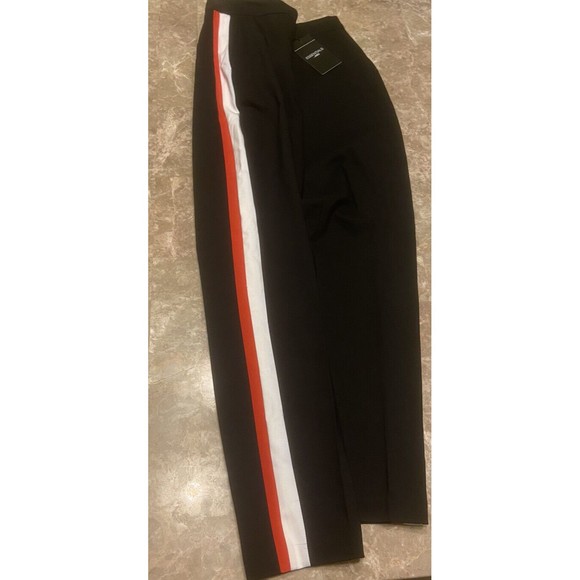 Essentials by ABS Women Black Casual Pants Size 2 Leg Stripe With Red And White￼ - Picture 2 of 11